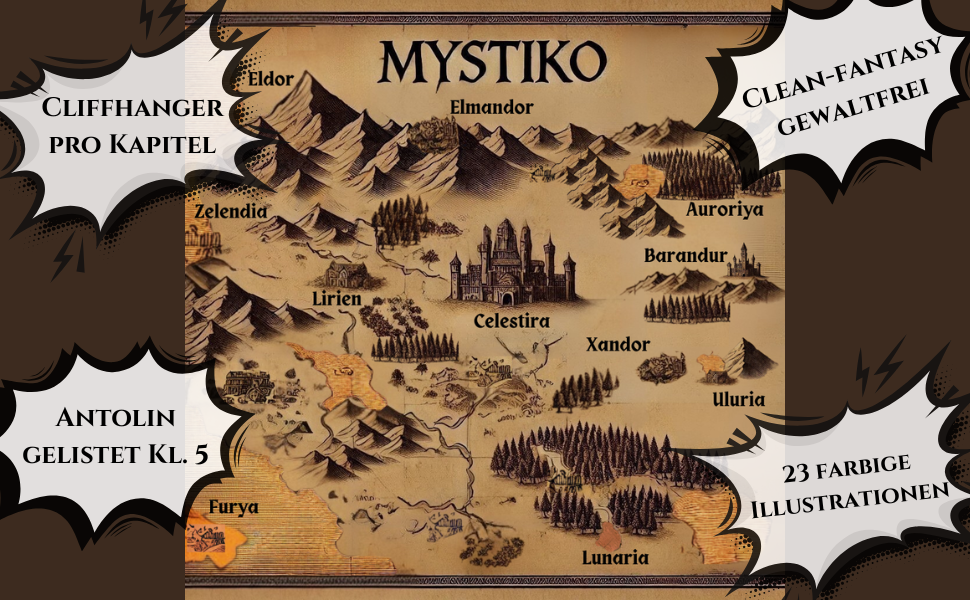 Karte von Mystiko – Fantasy Kinderbuch wie Zelda