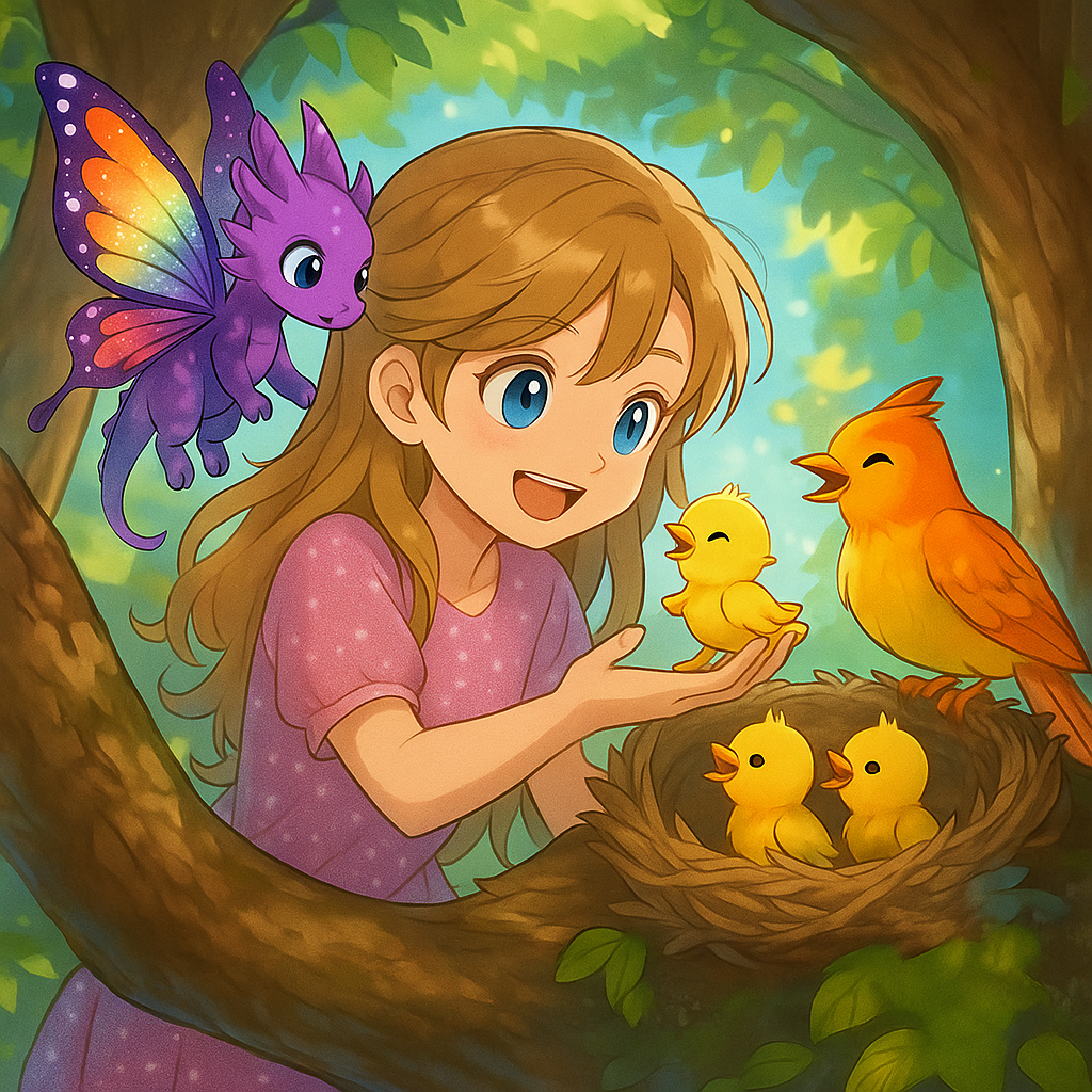 Ayana klettert mutig auf einen Baum um ein Küken zu retten