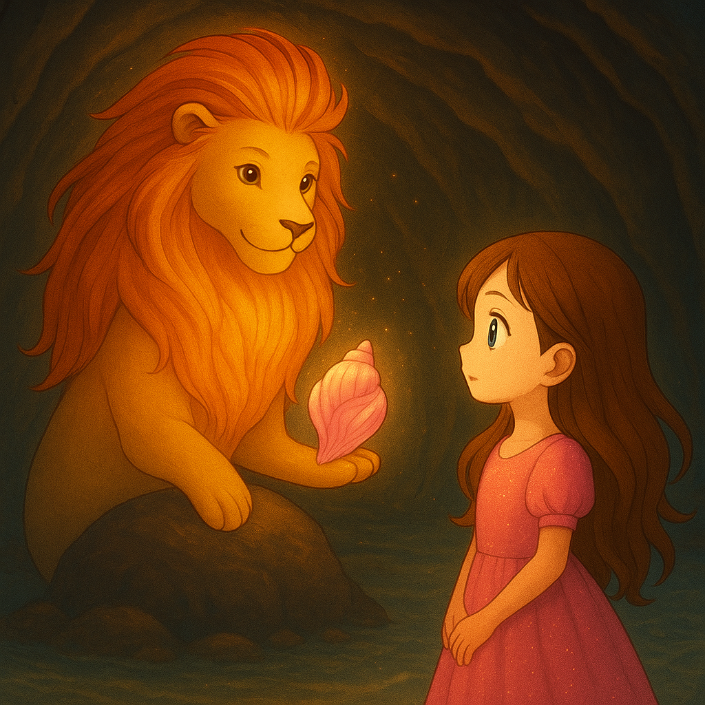 Der goldene Seelöwe mit der Muschel – Fabelwesen aus dem Fantasy-Hörbuch Ayanas Abenteuer