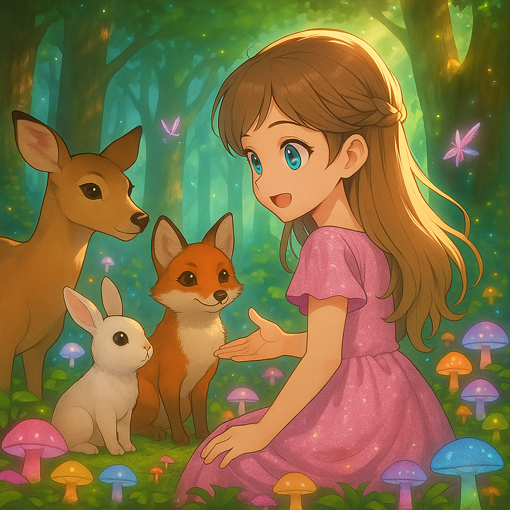 Ayana trifft im Zauberwald freundliche Tiere – Reh, Fuchs und Hase